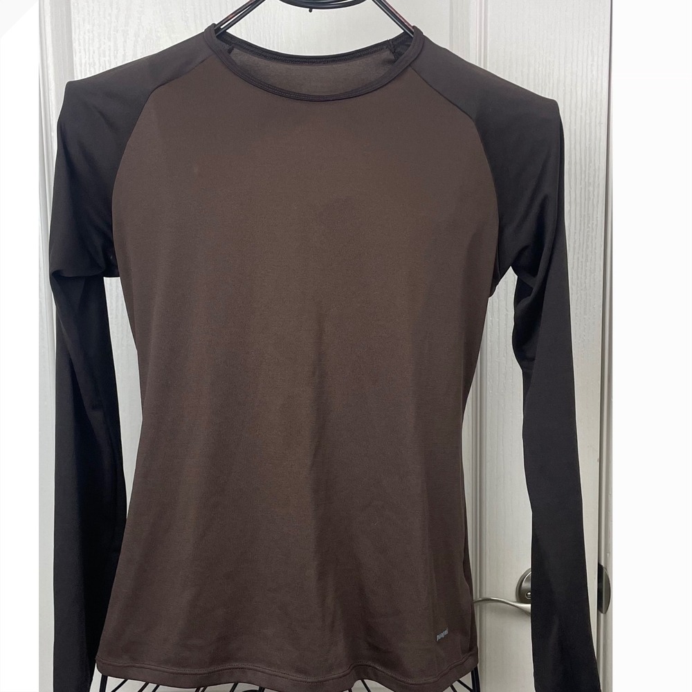 Patagonia Womens Capilene Long Sleeve Base Layer Top Brown Raglan Shirt Medium